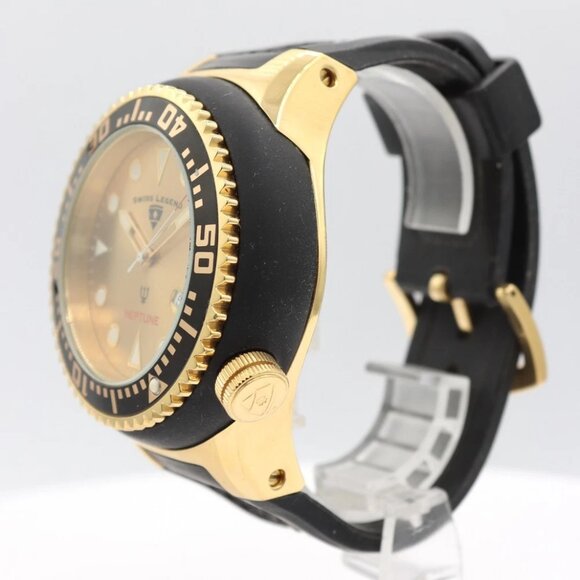 53mm Swiss Legend Neptune Gold Men's Quartz Wristwatch Swiss Stainless Steel - Picture 6 of 6